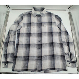 American Eagle Outfitters Men’s Medium Gray Plaid Flannel Button Up Shirt Cotton